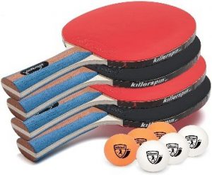 Killerspin JET SET 4 Ping Pong Paddle Set with 6 Balls 
