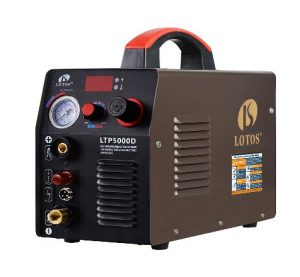 Lotos LTP5000D 50Amp Non-Touch Pilot Arc Plasma Cutter, Dual Voltage 110V/220V, 1/2 Inch Clean Cut, Brown