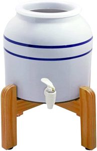 New Wave Enviro Porcelain Dispenser with Wood Counter Stand